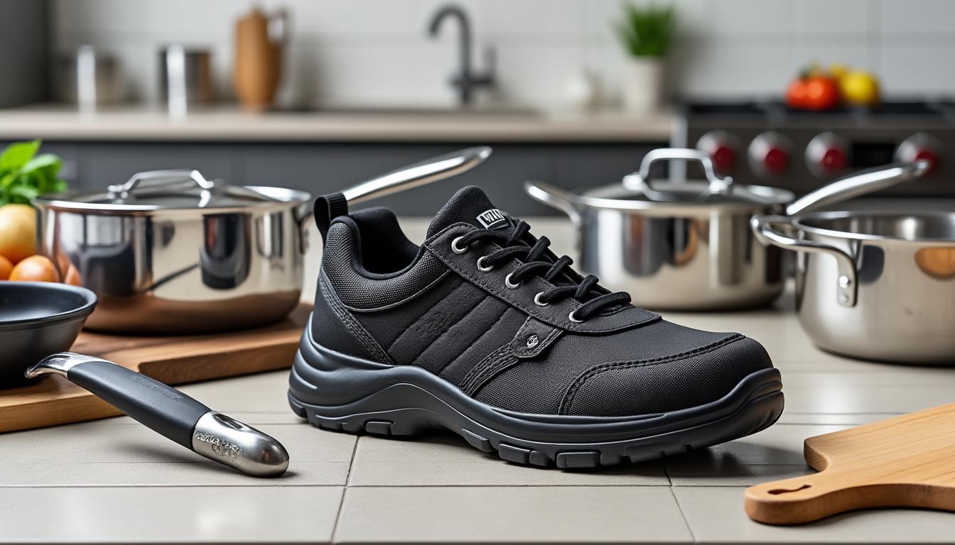 découvrez les chaussures de sécurité de cuisine noires s2 src tony, spécialement conçues pour les professionnels du secteur alimentaire. alliant confort, style et protection, elles garantissent une sécurité optimale tout en répondant aux exigences des environnements de travail les plus exigeants.