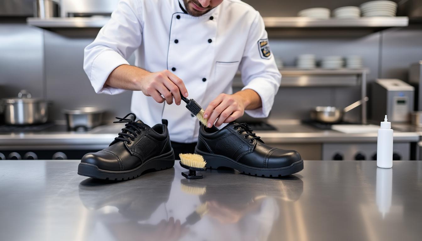 découvrez les chaussures de sécurité de cuisine noires s2 src tony, spécialement conçues pour les professionnels du secteur alimentaire. alliant confort, style et protection, elles garantissent une sécurité optimale tout en assurant une bonne adhérence sur les surfaces glissantes.