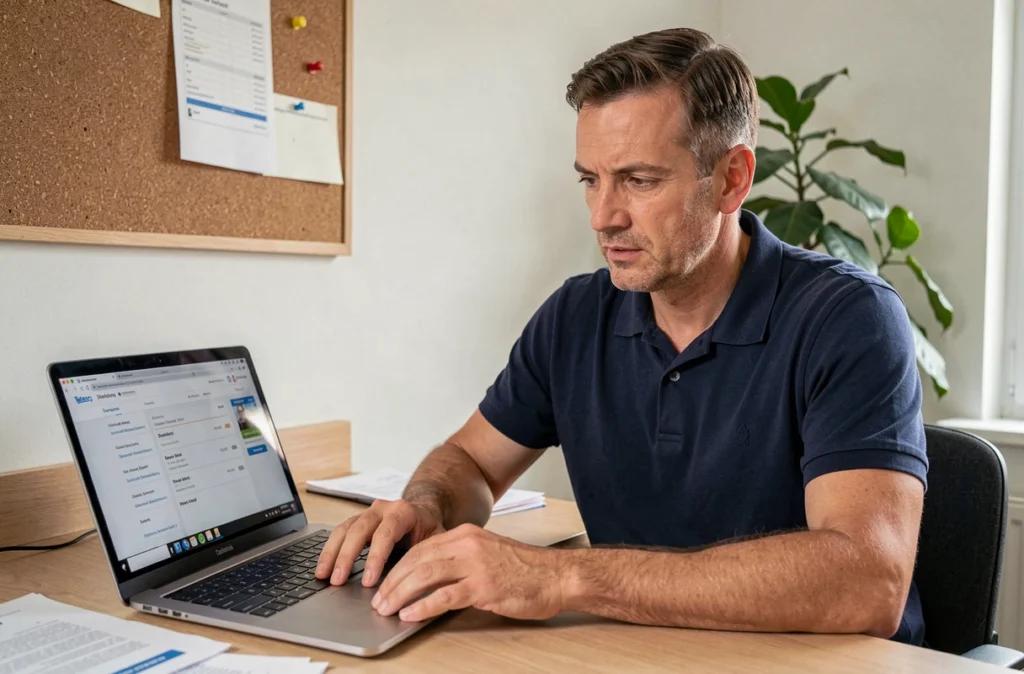 Homme cherchant à résilier Amazon Prime depuis son ordinateur via l'interface de son opérateur comme Free ou SFR